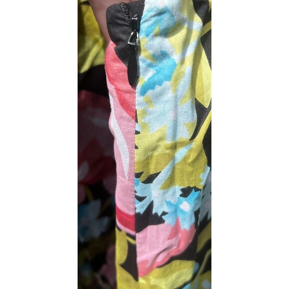 Talbots Black Tropical Floral Skirt Size 14 Knee Length Side Zipper - Picture 4 of 6